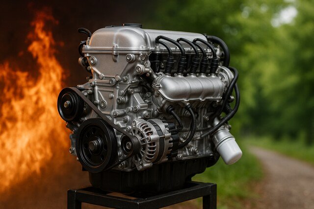 Car engine showing performance and efficiency contrast