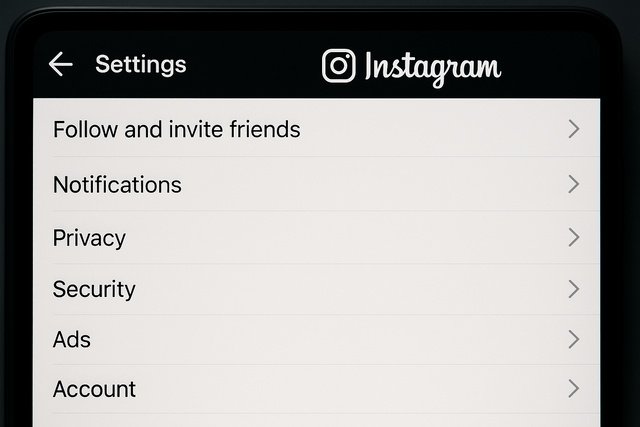 Instagram settings screen on a smartphone showing account options.