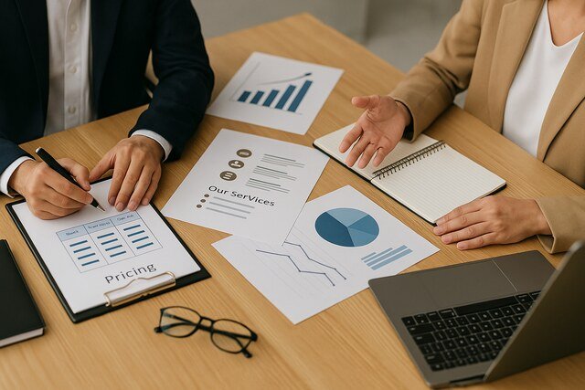 Business strategy session on defining profitable service offerings and packages