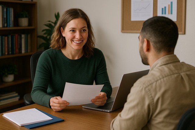 Student and advisor discussing transfer credits and prior learning experience.