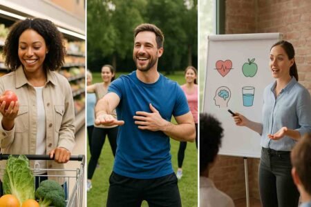 Health and wellness advocacy in action: nutrition, fitness, and education.