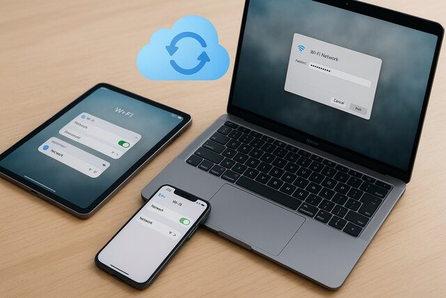 Apple devices syncing network passwords via iCloud Keychain