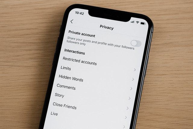 Instagram privacy settings menu open on smartphone