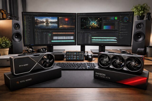 Workstation with RTX 4090 and RX 7900 XTX GPUs for creative workloads