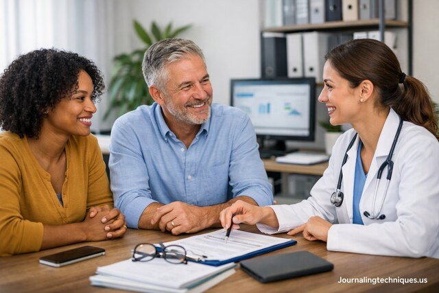 Meritain Health benefits consultation with doctor and family