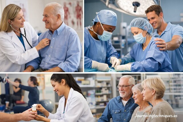 First Health Network healthcare services including doctor visit, surgery, therapy, and pharmacy support