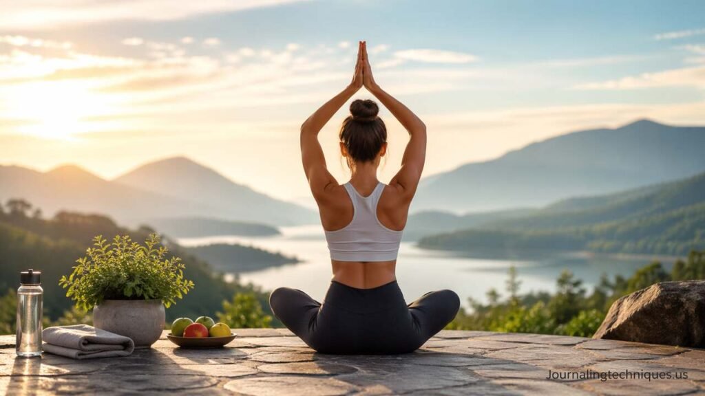 Woman meditating outdoors in nature for holistic health
