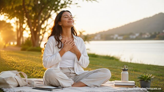 Person meditating outdoors representing emotional well-being and freedom health