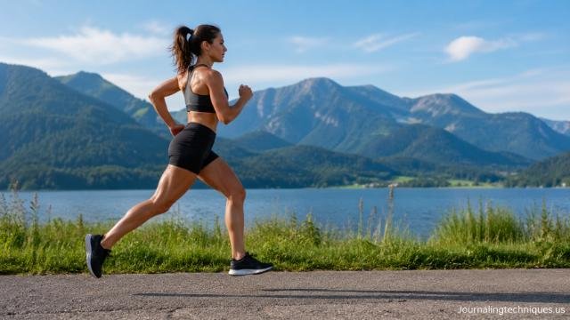 Runner demonstrating strong posture and muscle engagement while running outdoors