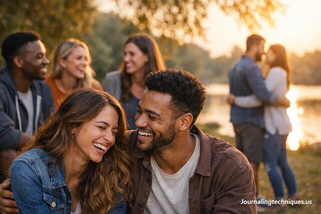 Friends and couples enjoying meaningful social connections outdoors