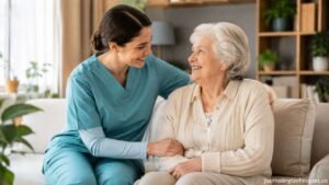 Senior Home Health Services: Complete Guide to Safe, Personalized Care for Older Adults Professional caregiver helping a senior woman at home