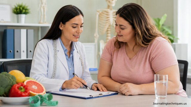 Medical weight loss consultation with healthcare professional and patient