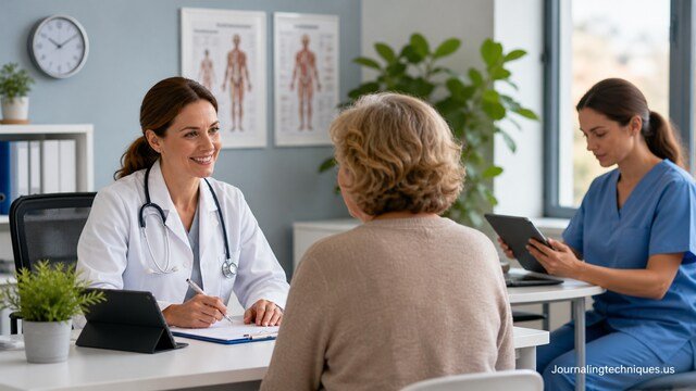 Primary care physician consulting patient in clinic
