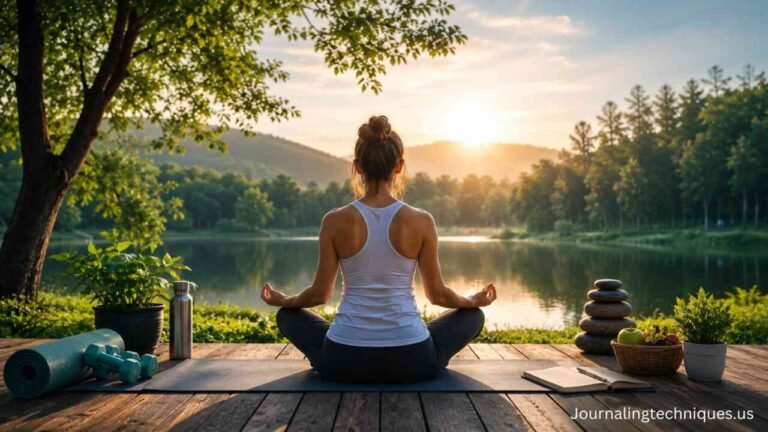Integrated mental and physical wellness meditation by the lake
