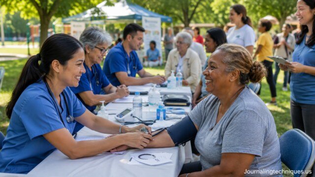 Community members participating in a public health wellness program