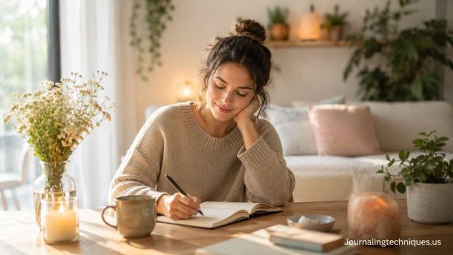 Woman journaling to support emotional wellness and self-care