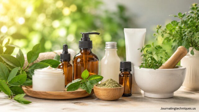 Natural topicals and wellness products with herbs and essential oils