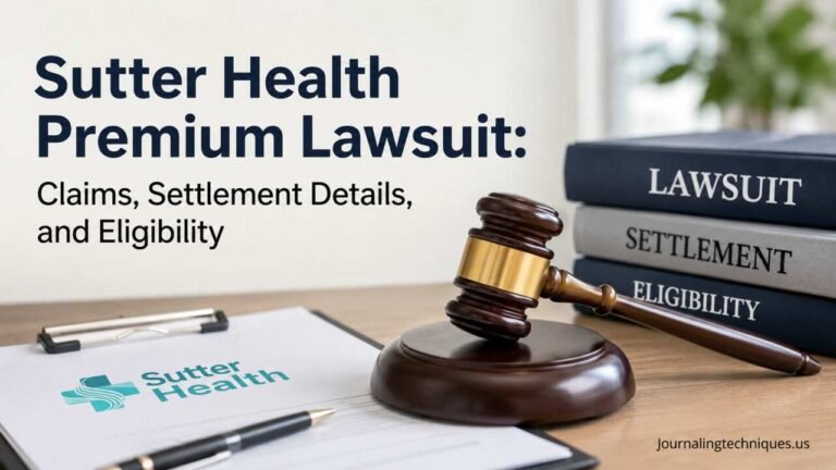 Sutter Health Premium Lawsuit: Claims, Settlement Details, and Eligibility A professional legal-themed featured image showing a judge's gavel, lawsuit-related documents, and healthcare paperwork representing the Sutter Health Premium Lawsuit. The image highlights claims, settlement details, and eligibility information for readers seeking the latest updates.